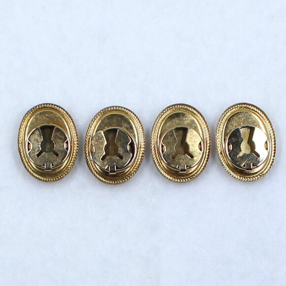 Four Oval Faceted Button Covers - Gold Tone Base - 1 Ea Red, Blue, Purple Clear - Picture 2 of 13
